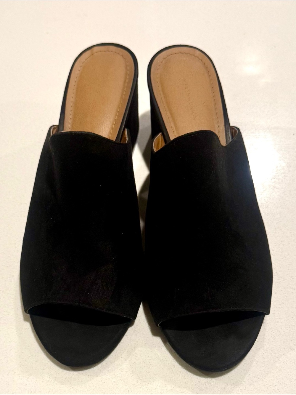 Halogen Black Open-Toe Slip-On Mule